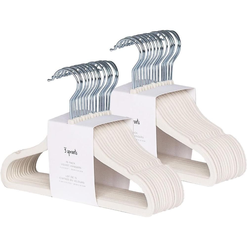 3 Sprouts - Velvet Hanger Cream - 30pcs - Cream