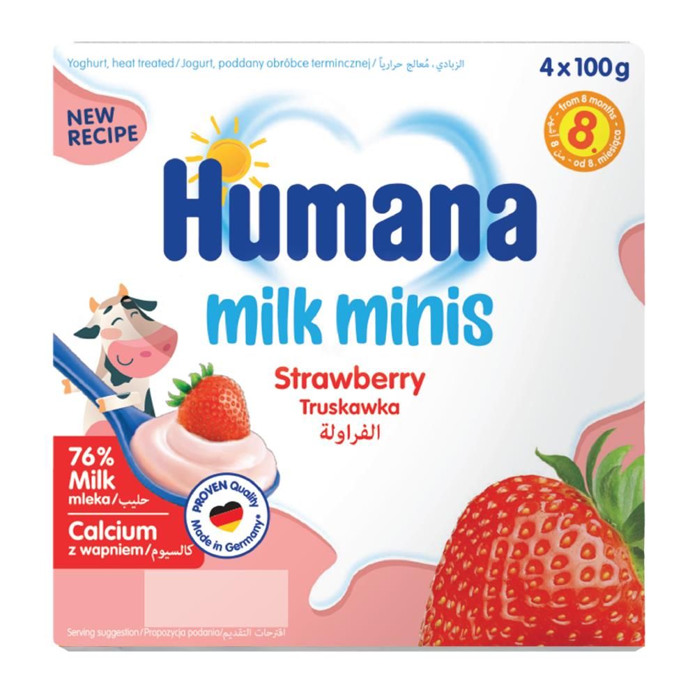 Humana Milk Mini Delicious Baby Snack, +8 months, Natural Strawberry 4x100g