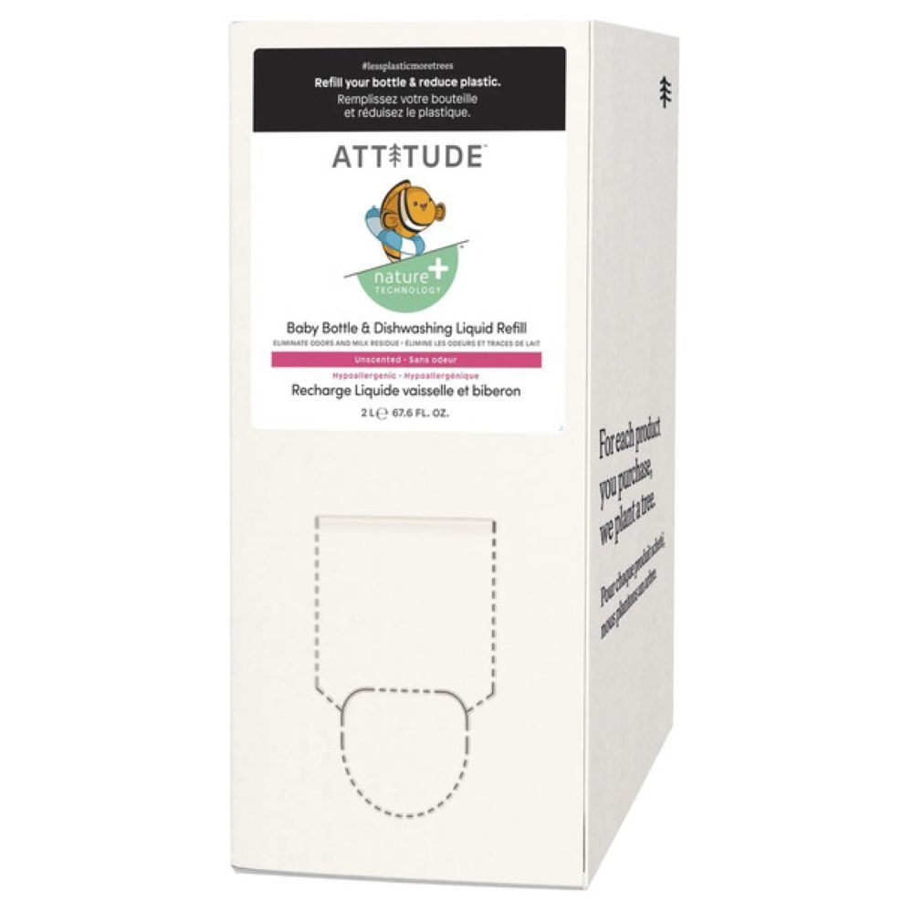 Attitude - Baby Bottle & Dishwashing Liquid Refill - Unscented - 2 L