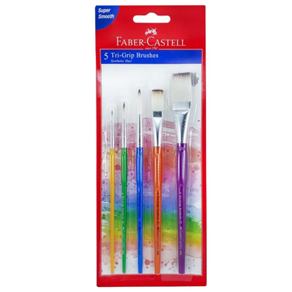 Faber-Castell - Grip Paint Brushes Round & Flat - 5pcs