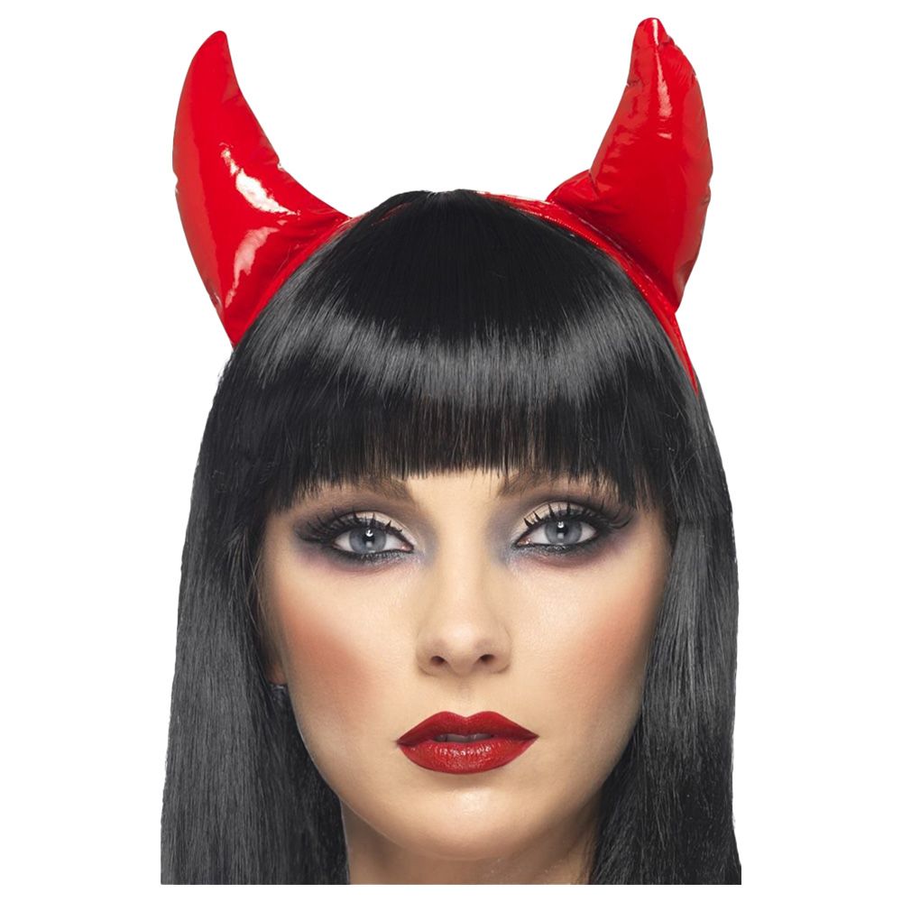 سميفيز - قرون شيطان حمراء من PVC - على طوق رأس
