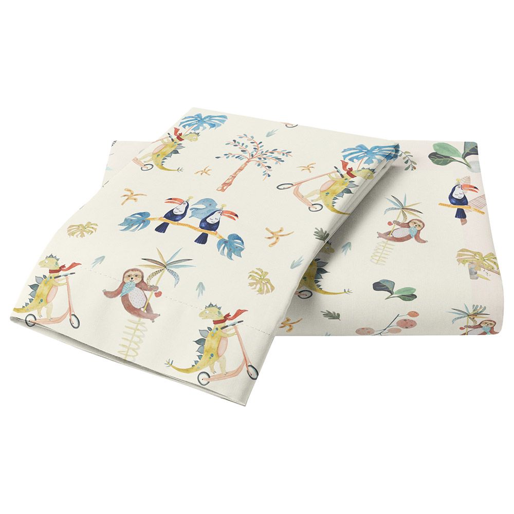 Boreas - Dinosaur 100% Organic Cover Set Toddler - 160 x 200 cm - Beige