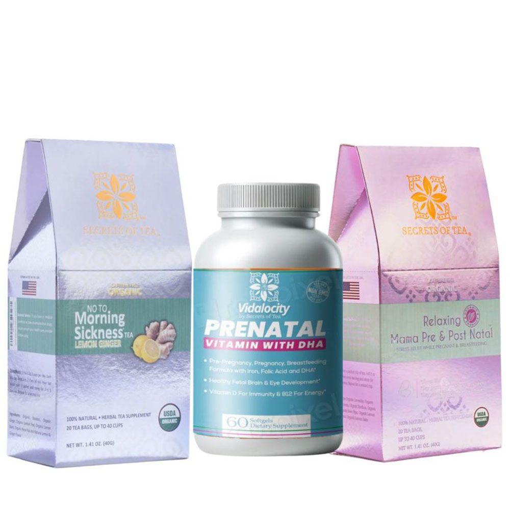Secrets Of Tea - Morning Sickness Tea with Prenatal Vitamins & Stress Relief Tea