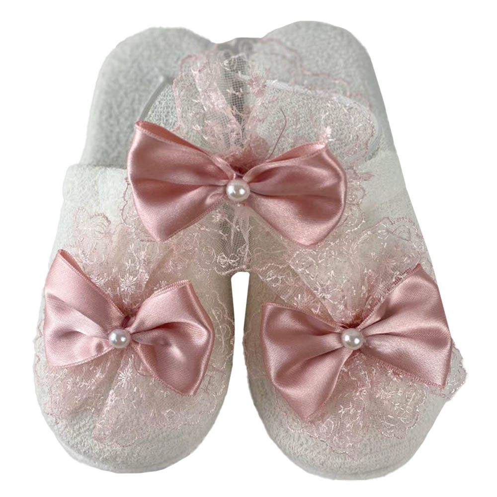 Mini Plum - Baby Shower Headband & Slippers with Bow - Pink